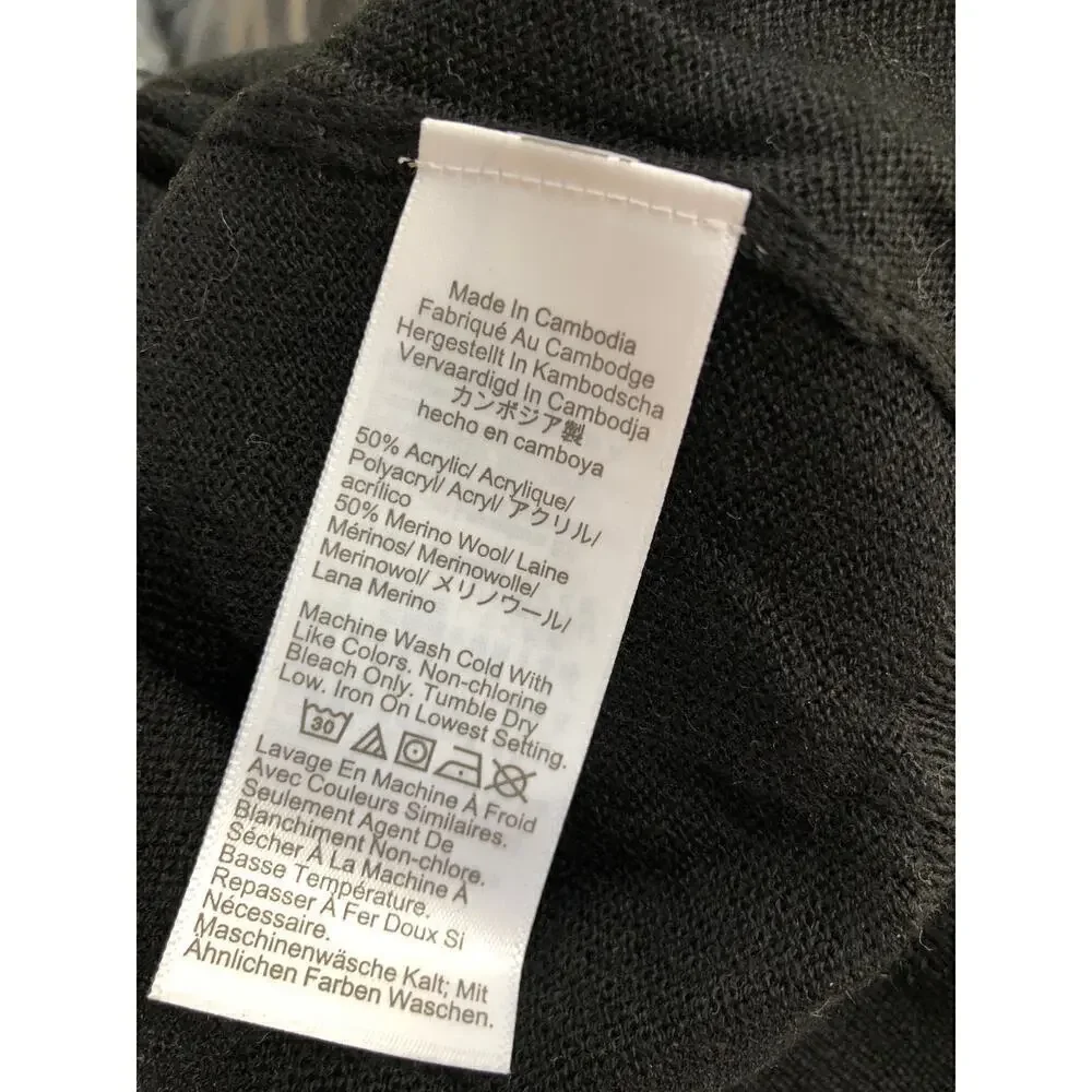 J. Crew Factory Sweater Merino Wool Blend Crewneck Long Sleeve Black NWT Small